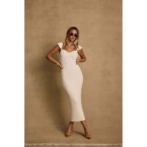 12th Tribe Alessia Cream Cap Sleeve Knit Midi Dress Size SS